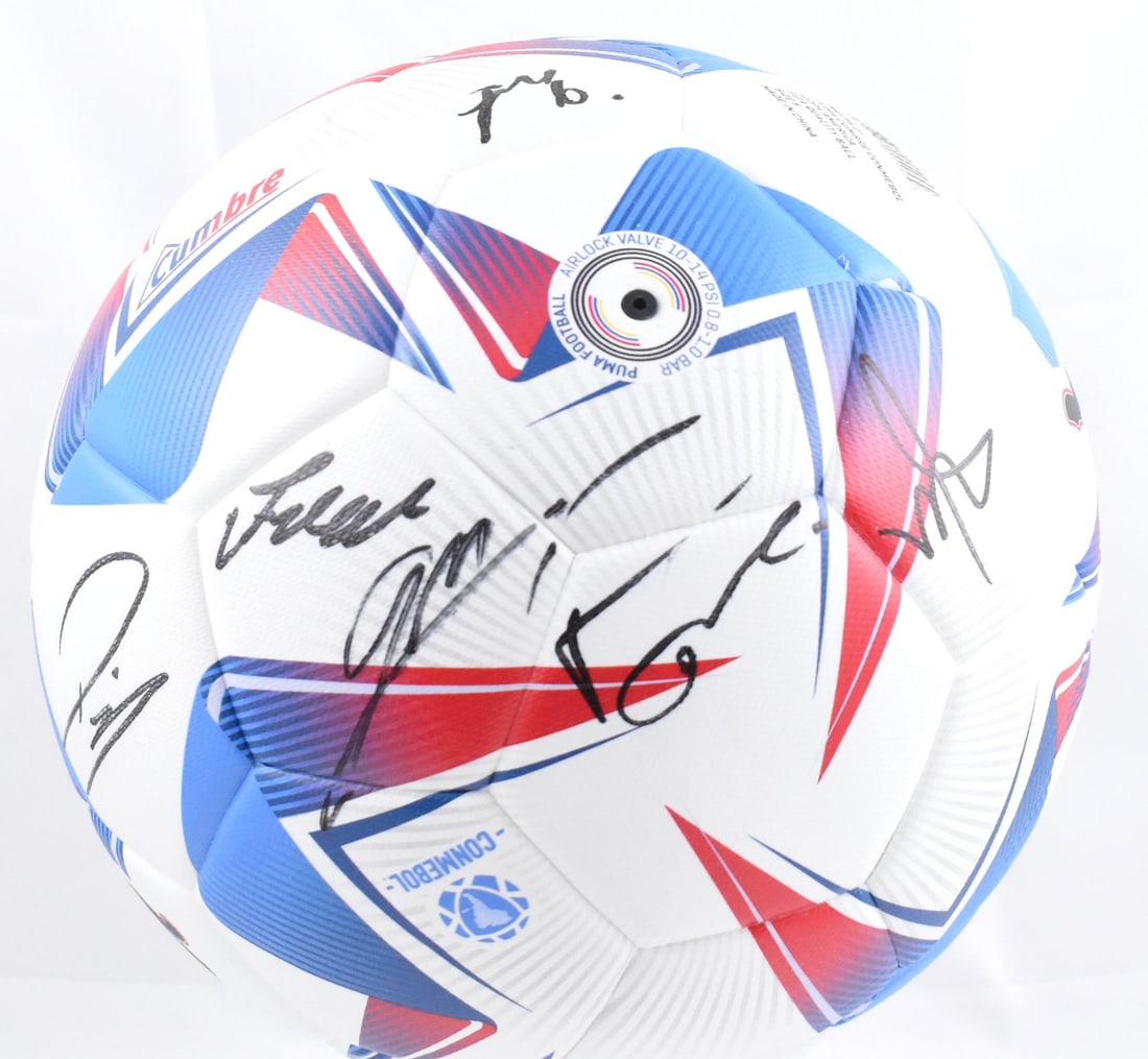 Brazil Soccer Ball Signed by Marquinhos Pepe Paqueta Martinelli Ederson Magalhaes JSA: Brazil Soccer Ball Signed by Marquinhos Pepe Paqueta Martinelli Ederson Magalhaes JSA This is an original autographed soccer ball featuring the signatures of prominent Brazilian players: Marquinhos, P