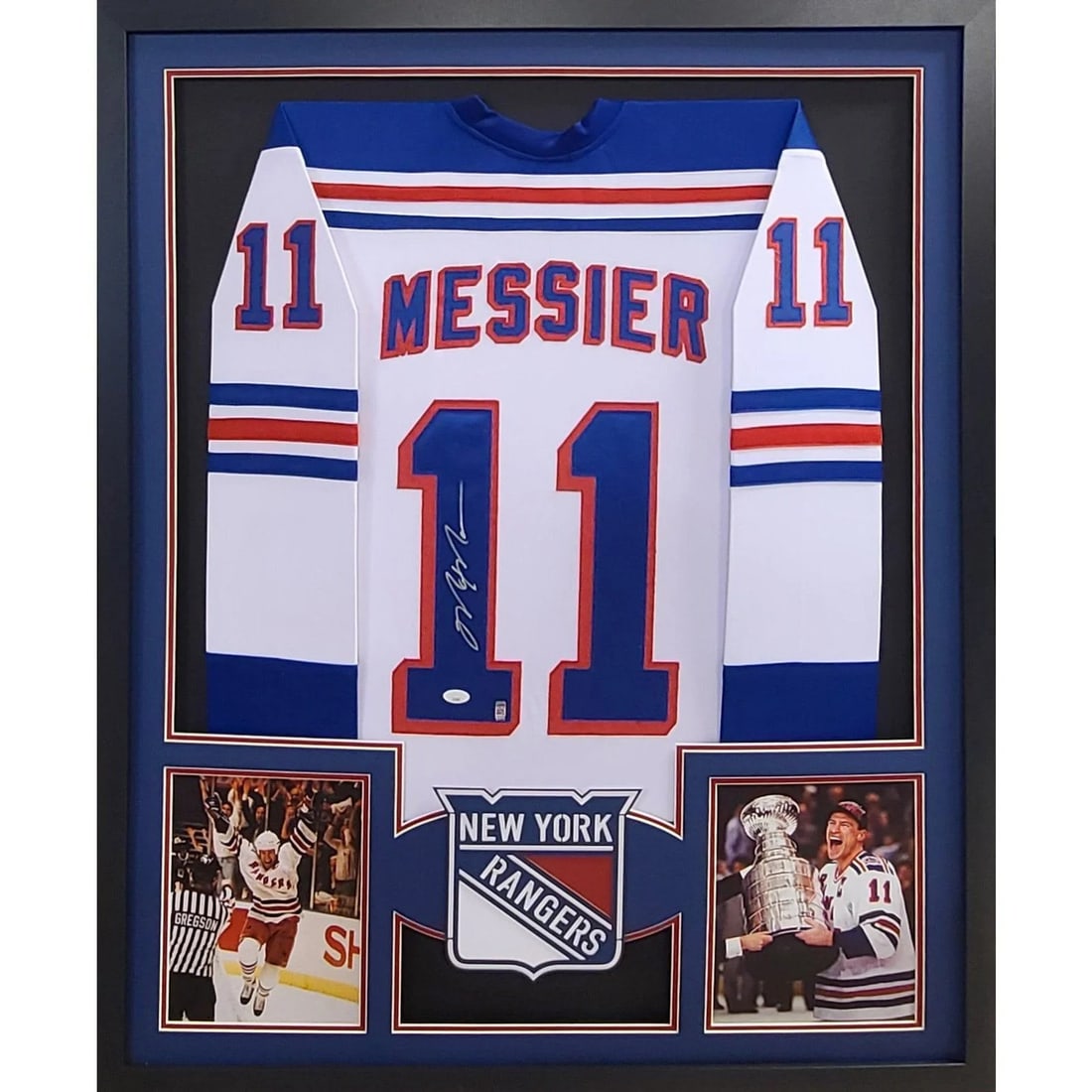 Mark Messier Autographed Framed Jersey JSA Authenticated New York Rangers: Mark Messier Autographed Framed Jersey JSA Authenticated New York Rangers Celebrate the legacy of hockey legend Mark Messier with this stunning framed and autographed jersey from his time with the New