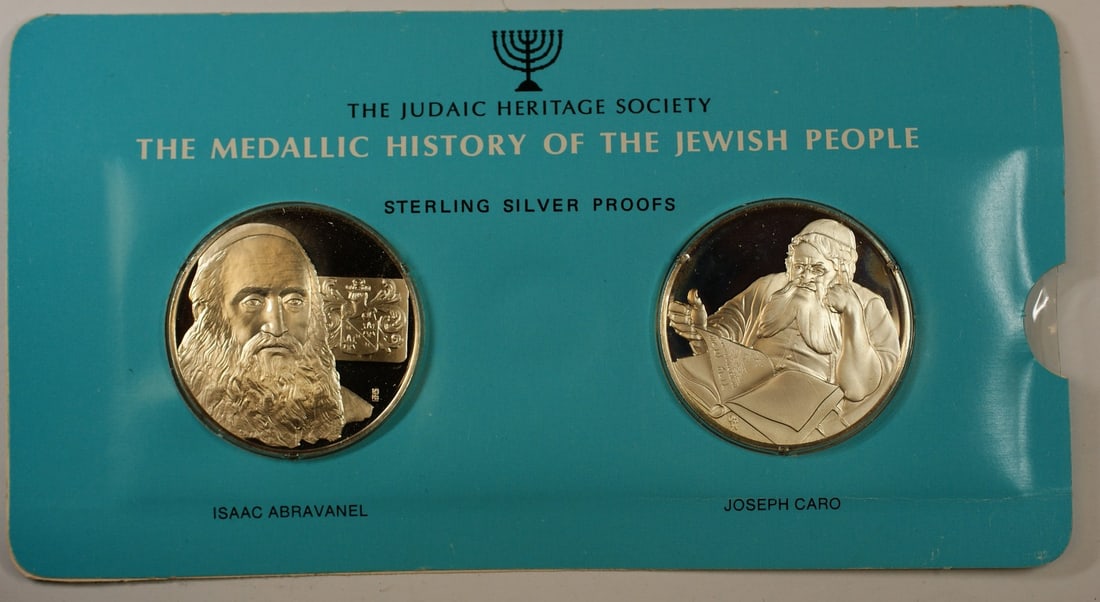 Sterling Silver 1oz Medal Isaac Abravanel Joseph Caro Judaic Heritage Society: Sterling Silver 1oz Medal Isaac Abravanel Joseph Caro Judaic Heritage Society This 1oz sterling silver medal from the Judaic Heritage Society's Medallic History of the Jewish People series features Is