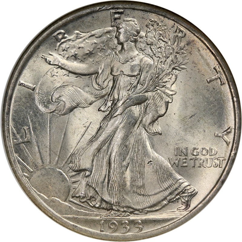 1933-S Walking Liberty Half NGC MS64 Silver Coin with Strong Strike: 1933-S Walking Liberty Half NGC MS64 Silver Coin with Strong Strike This stunning 1933-S Walking Liberty Half features superb eye appeal with exceptional luster and a strong strike. The coin exhibits