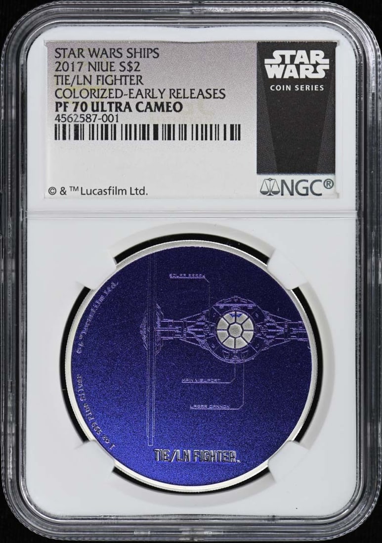 2017 Niue Tie/LN Fighter Colorized S$2 NGC PR70 DCAM: 2017 Niue Tie/LN Fighter Colorized S$2 NGC PR70 DCAM This stunning 2017 Niue Tie/LN Fighter Colorized $2 coin is certified by NGC with a perfect PR70 grade, ensuring its exceptional quality. As an unc