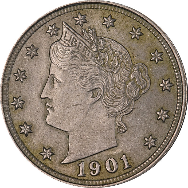 1901 Liberty V Nickel Choice Uncertified Circulated Coin: 1901 Liberty V Nickel Choice Uncertified Circulated Coin This 1901 Liberty V Nickel is a classic piece of American numismatic history. It features a beautiful design that showcases the iconic Liberty