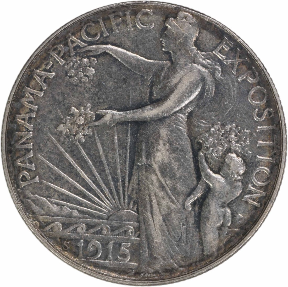 1915 San Francisco Silver Half Dollar Panama-Pacific Commemorative Uncertified: 1915 San Francisco Silver Half Dollar Panama-Pacific Commemorative Uncertified This is a 1915 Panama-Pacific Commemorative Silver Half Dollar from the United States, struck at the San Francisco Mint.