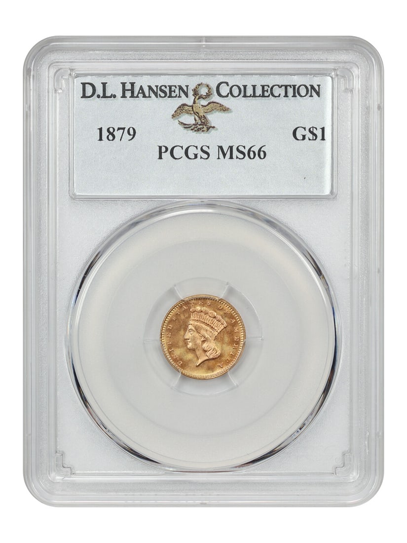 1879 G$1 Gold Dollar PCGS MS66 Limited Mintage 3000: 1879 G$1 Gold Dollar PCGS MS66 Limited Mintage 3000 This stunning 1879 G$1 Gold Dollar is a remarkable example of numismatic craftsmanship, boasting a certification from PCGS with a grade of MS66. Wit
