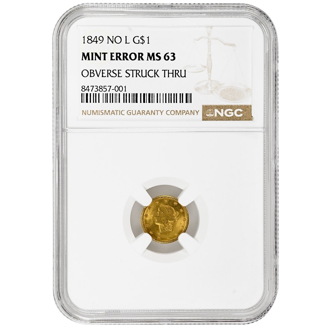 1849 Liberty Head Gold Dollar Type 1 NGC MS63 Philadelphia Mint: 1849 Liberty Head Gold Dollar Type 1 NGC MS63 Philadelphia Mint This is an 1849 No L Gold Dollar, Type 1 Liberty Head, certified by NGC with a grade of MS63. Struck in Philadelphia, this rare pre-1933