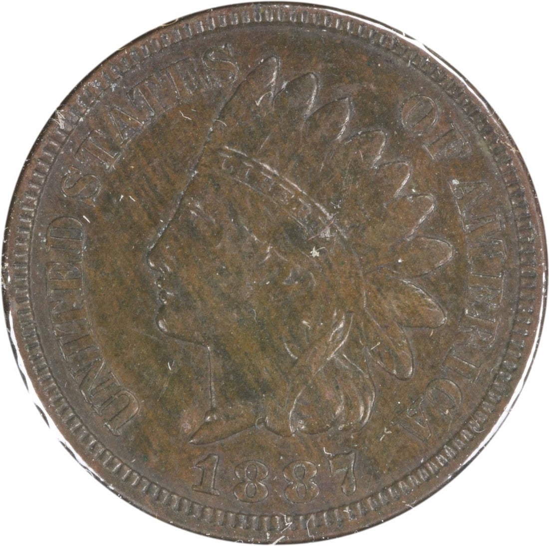 1887 Indian Head Cent DDO FS-101 S-1 AU Copper Coin (1 of 2)