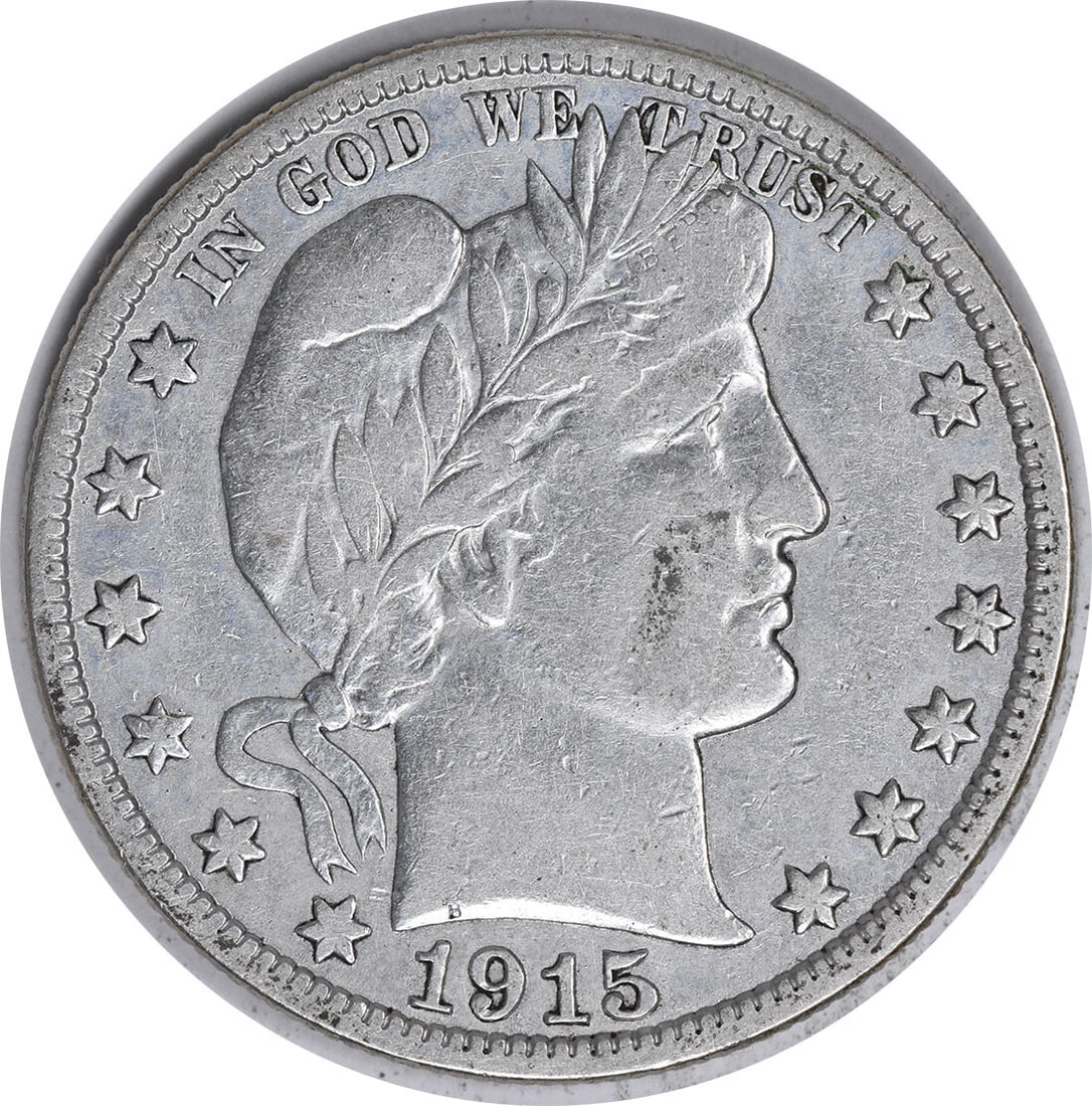 1915-S Barber Half Dollar 50C Silver Coin Uncertified: 1915-S Barber Half Dollar 50C Silver Coin Uncertified This 1915-S Barber Silver Half Dollar is a remarkable collectible coin featuring the iconic design by Charles E. Barber. Struck at the San Francis