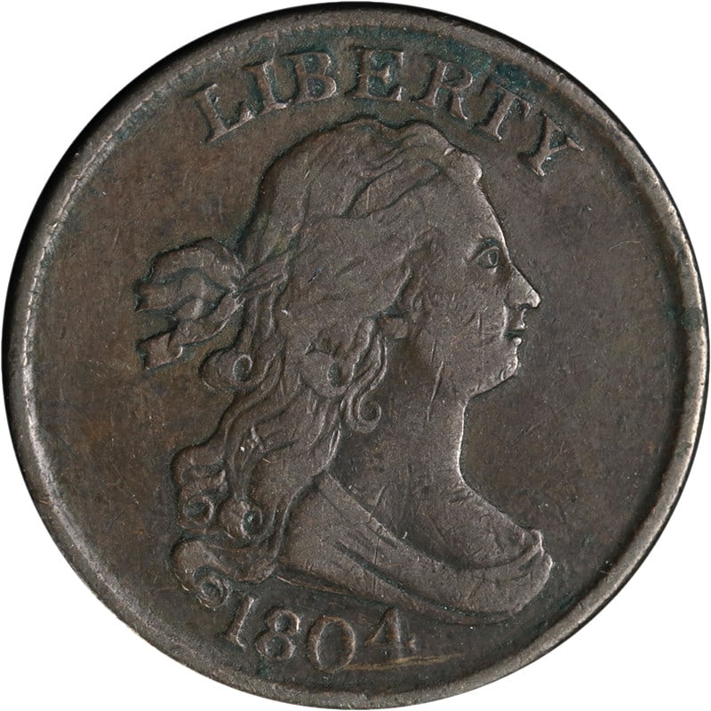 1804 Crosslet 4 Stems Draped Bust Half Cent Copper VF C-1 R.3 (1 of 2)