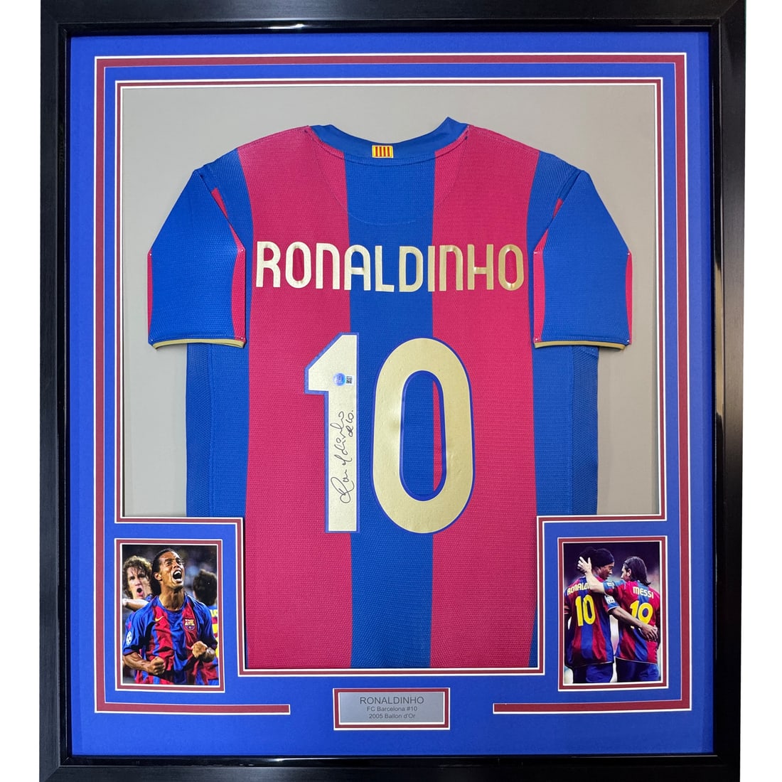 Ronaldinho Signed Barcelona Jersey Framed 35x39 With Beckett Authentication (1 of 2)