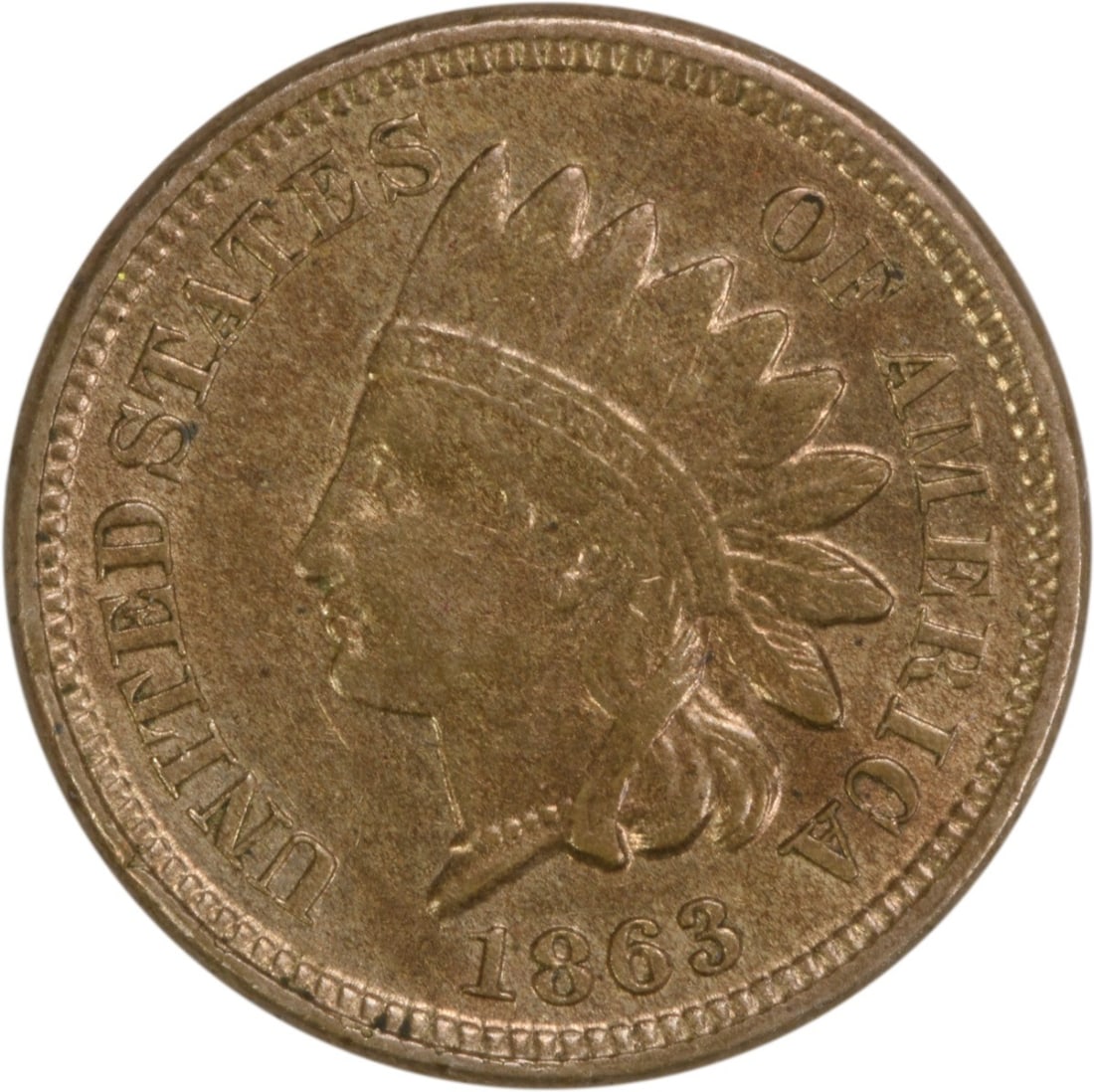 1863 Indian Head Cent Choice BU Uncertified Copper Coin (1 of 2)