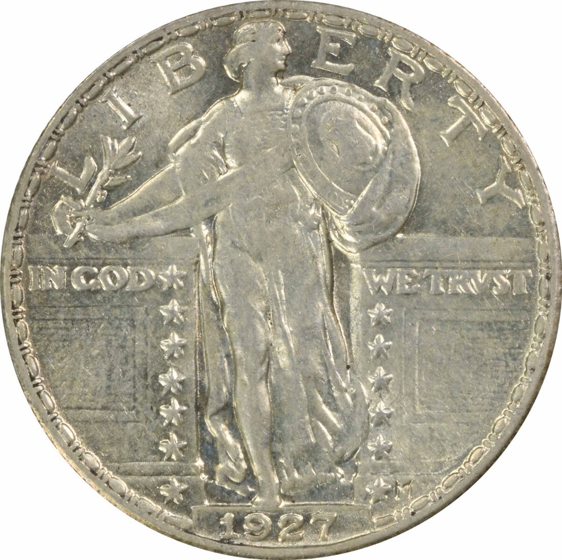 1927 Standing Liberty Quarter 90% Silver AU Uncertified Philadelphia: 1927 Standing Liberty Quarter 90% Silver AU Uncertified Philadelphia This 1927 Standing Liberty Silver Quarter is a stunning example of American coinage, featuring a design by Hermon A. Mac Neil. Grad