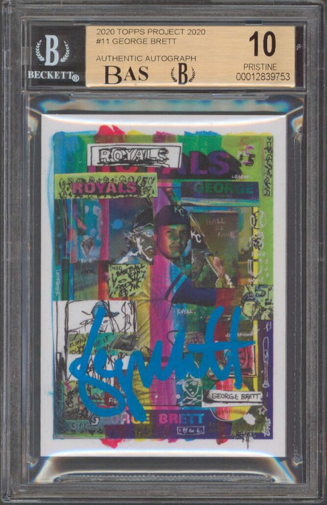 George Brett Signed 2020 Topps Project 2020 #11 Pristine 10 BAS: George Brett Signed 2020 Topps Project 2020 #11 Pristine 10 BAS This 2020 Topps Project 2020 #11 card features the legendary George Brett and has been expertly graded Pristine 10 by Beckett Authentica