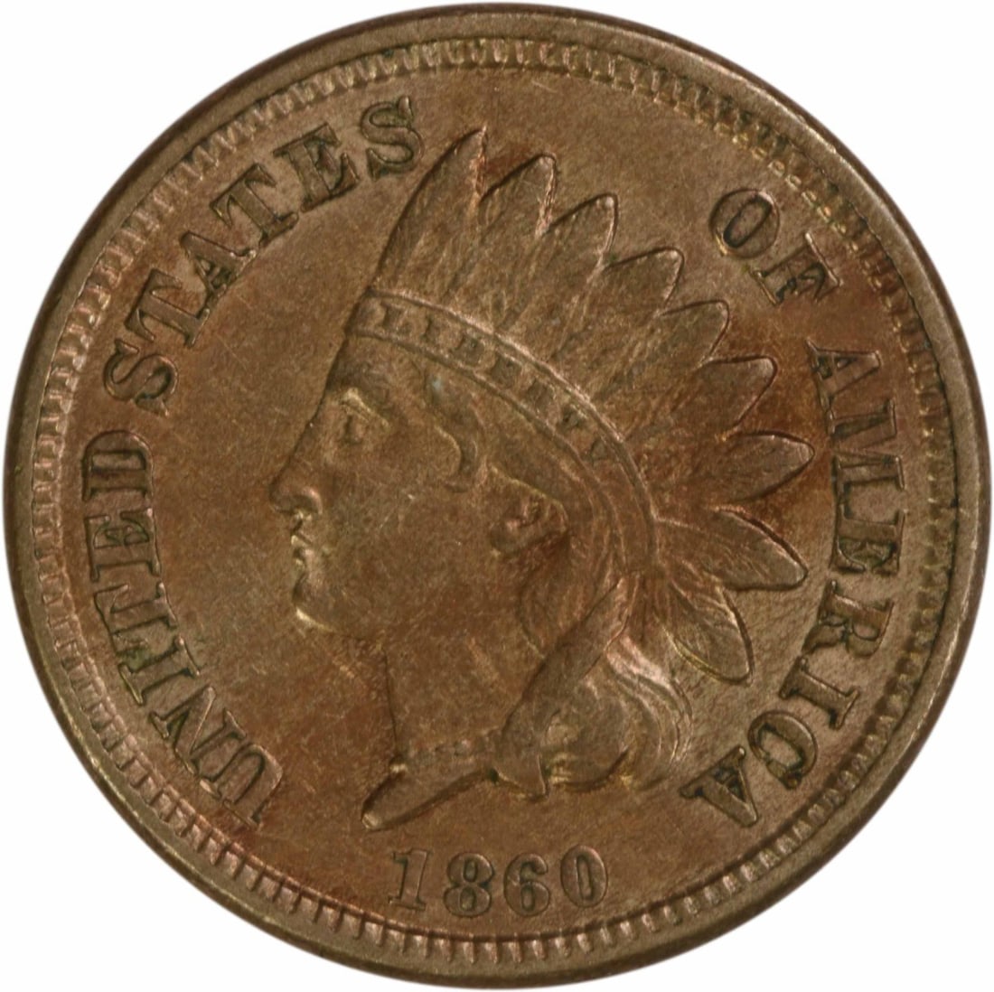1860 Indian Head Cent AU Circulated Philadelphia Mint Coin: 1860 Indian Head Cent AU Circulated Philadelphia Mint Coin This 1860 Indian Cent showcases a rich history and is a remarkable addition to any collection. The coin is circulated and graded as About Unc