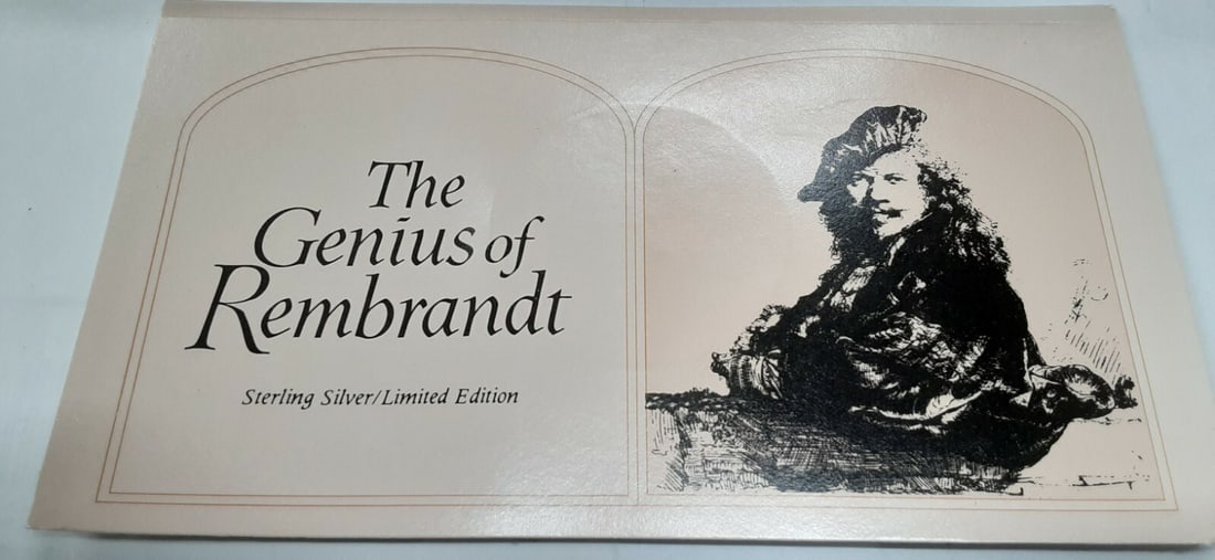 Portrait of Jan Six Sterling Silver Medal Franklin Mint Carded Issue: Portrait of Jan Six Sterling Silver Medal Franklin Mint Carded Issue This Franklin Mint Genius of Rembrandt proof silver medal features Rembrandt's Portrait of Jan Six. Struck in sterling (.925) silve