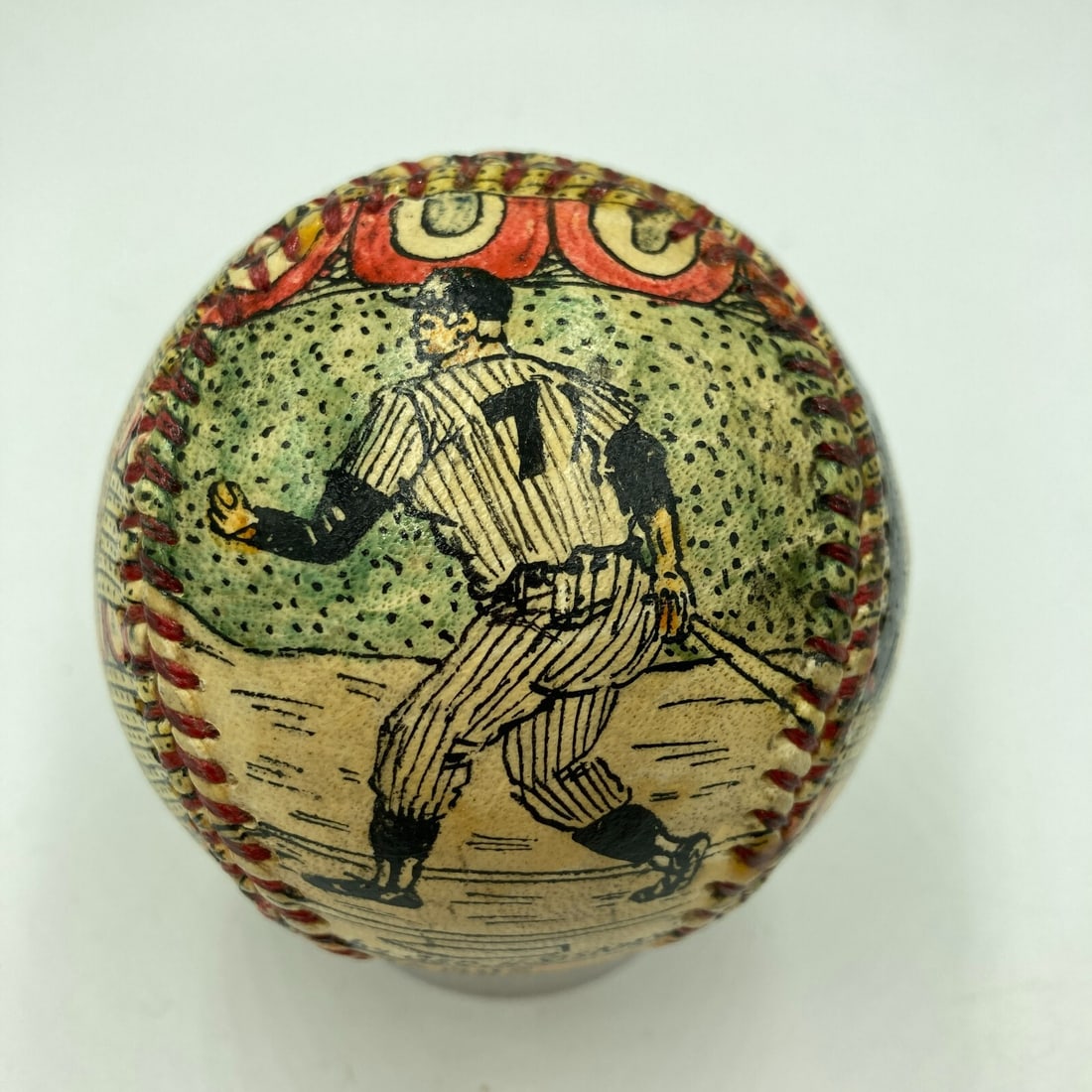 Mickey Mantle Signed Folk Art Baseball by George Sosnak: Mickey Mantle Signed Folk Art Baseball by George Sosnak This exceptional baseball features a hand-painted design by George Sosnak, showcasing the legendary player Mickey Mantle. Originally painted for