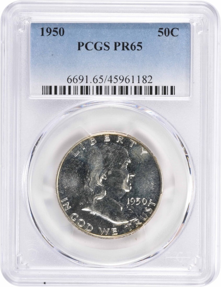 1950 Franklin Half Dollar PR65 PCGS 90% Silver Proof Coin (1 of 2)