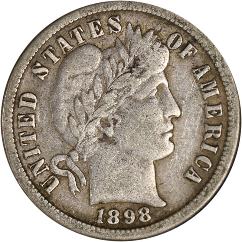 1898-O Barber Dime Silver Circulated New Orleans Coin (1 of 2)