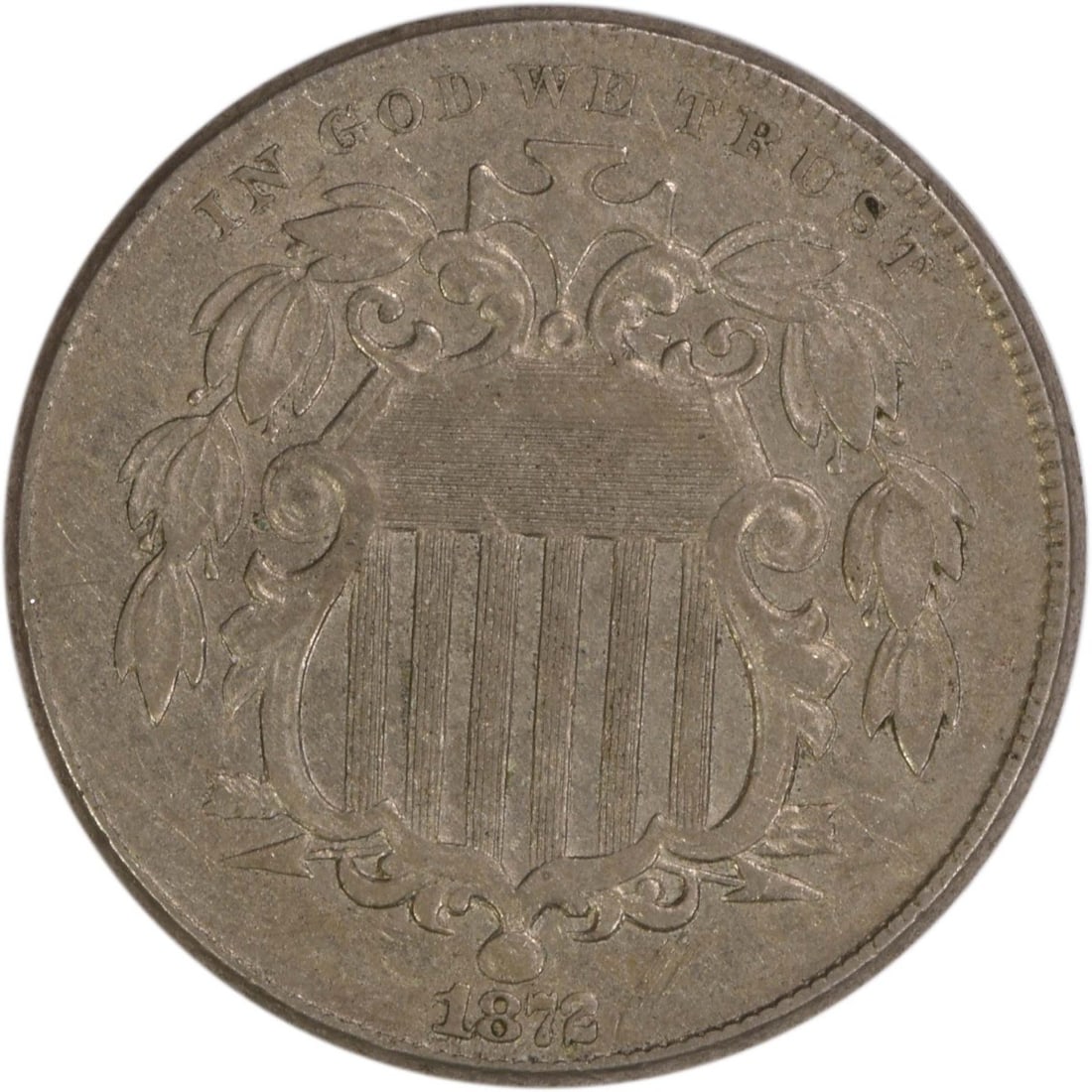 1872 United States Shield Nickel Five Cent AU Uncertified Coin (1 of 2)