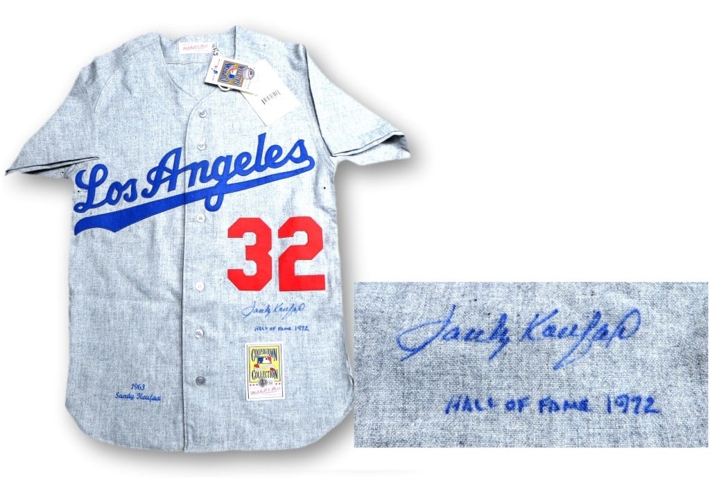 Sandy Koufax 1963 Mitchell & Ness Signed Jersey Dodgers Hall of Fame 1972 Beckett Authenticated: Sandy Koufax 1963 Mitchell & Ness Signed Jersey Dodgers Hall of Fame 1972 Beckett Authenticated This original Sandy Koufax autographed jersey is a remarkable collectible for any Los Angeles Dodgers fa