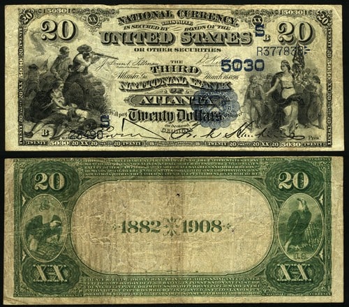 1882 $20 National Bank Note Atlanta GA Ch #5030 Very Fine (1 of 1)