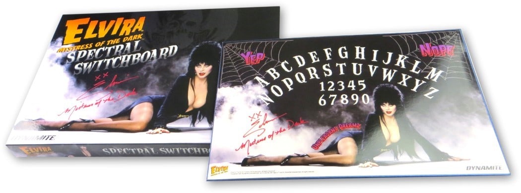 Elvira Signed Ouija Board & Box JSA Authenticated Horror Collectible: Elvira Signed Ouija Board & Box JSA Authenticated Horror Collectible This is an authentic Elvira signed Ouija board and box, featuring the iconic Mistress of the Dark's autograph. Both the board and t