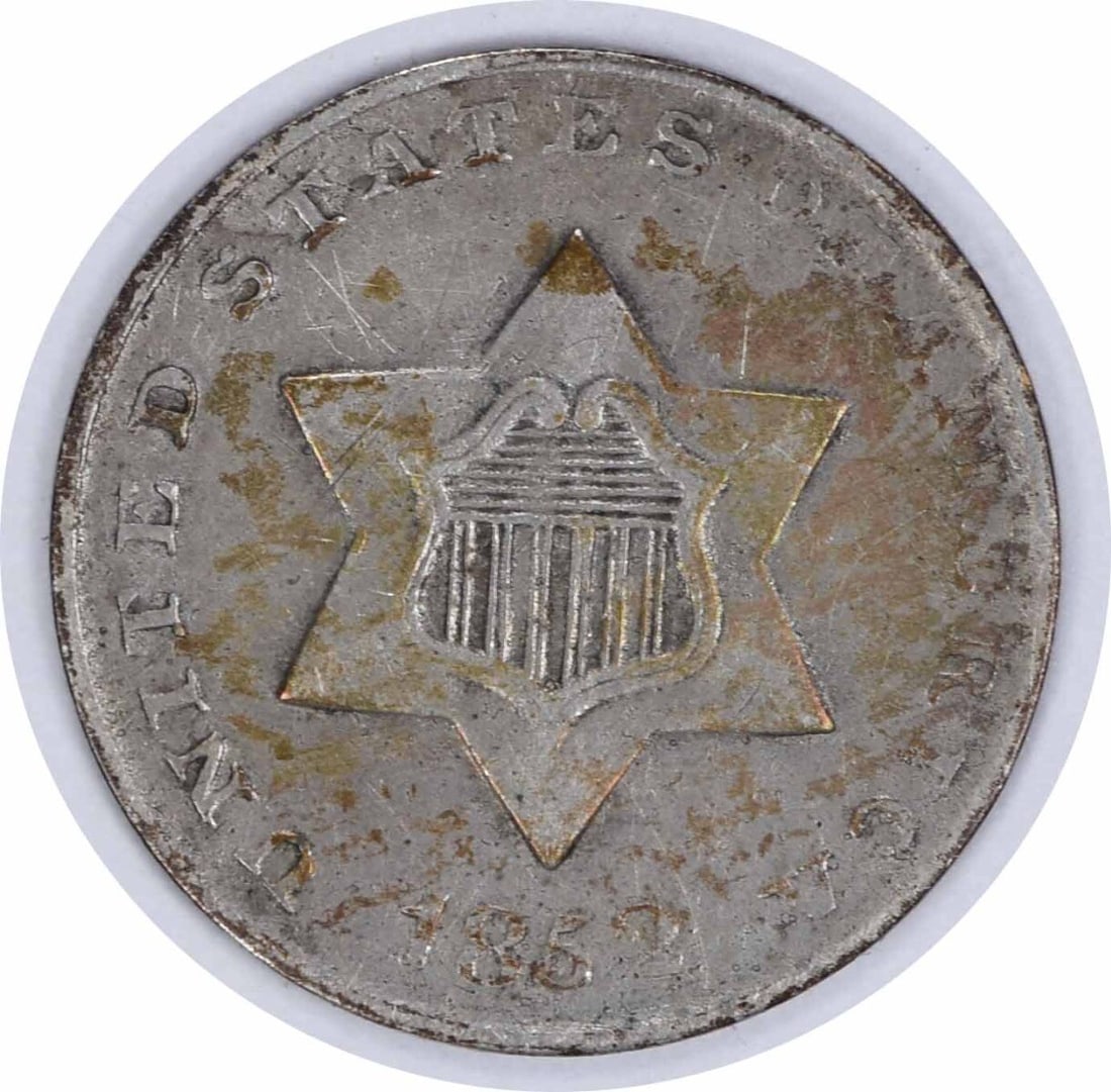 1852 Philadelphia Three Cent Silver Coin Circulated Extra Fine Uncertified (1 of 2)