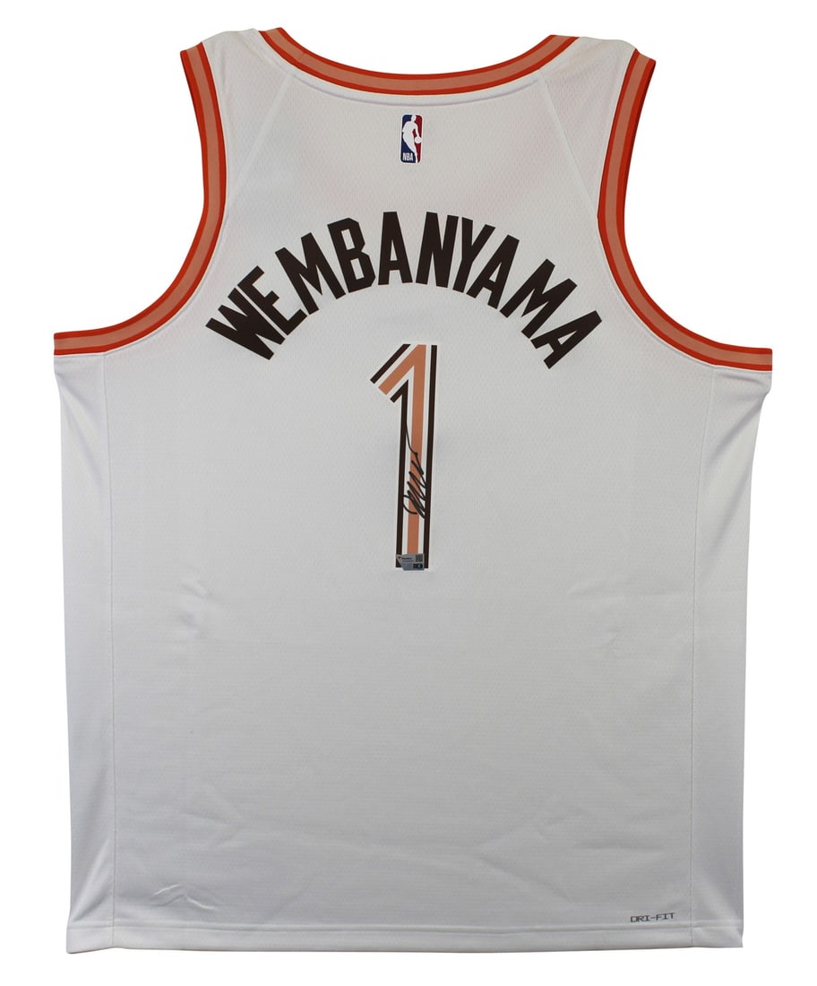 Victor Wembanyama Signed White Nike City Edition Jersey San Antonio Spurs Authentic: Victor Wembanyama Signed White Nike City Edition Jersey San Antonio Spurs Authentic Celebrate the remarkable talent of Victor Wembanyama with this authentic autographed white Nike City Edition jersey.
