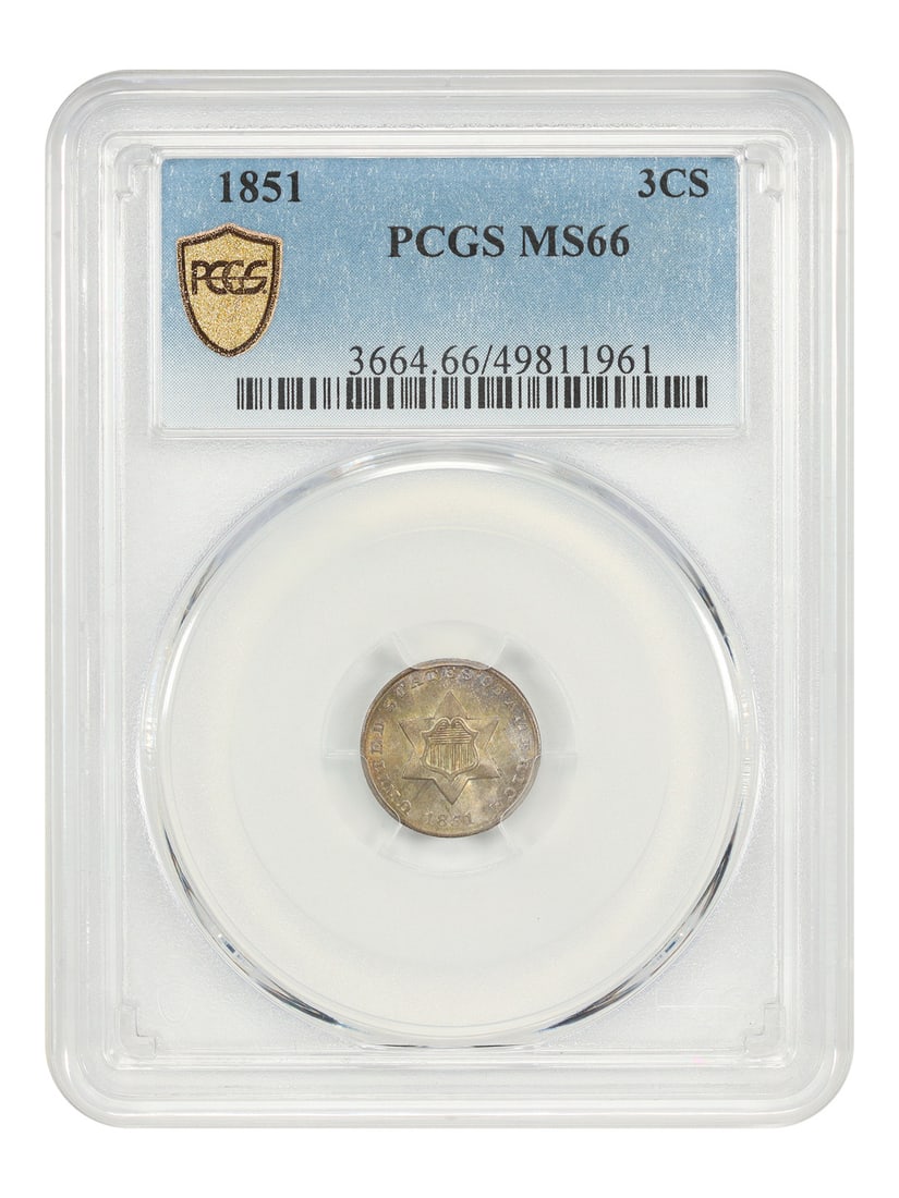 1851 Three Cent Silver Coin PCGS MS66 Philadelphia Mint (1 of 4)