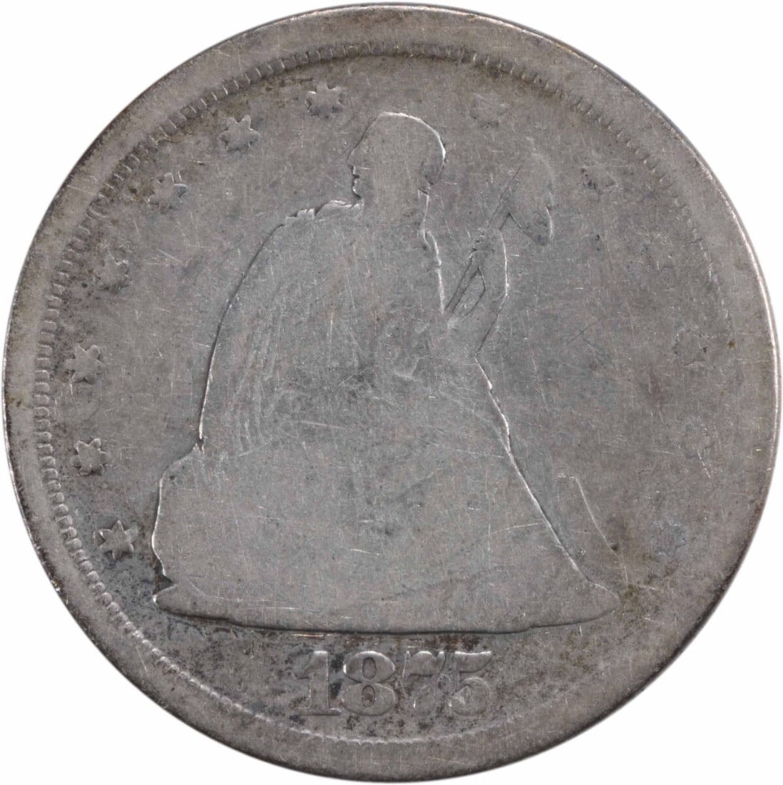 San Francisco Mint 1875 Twenty Cent Silver Coin Good Grade Uncertified (1 of 2)