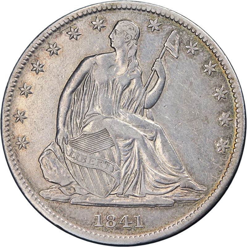 1841-O Seated Half Dollar Silver XF/AU Nice Eye Appeal: 1841-O Seated Half Dollar Silver XF/AU Nice Eye Appeal This 1841-O Seated Half Dollar showcases excellent eye appeal and a solid strike. With great color and surfaces, this coin is graded as Extra Fin