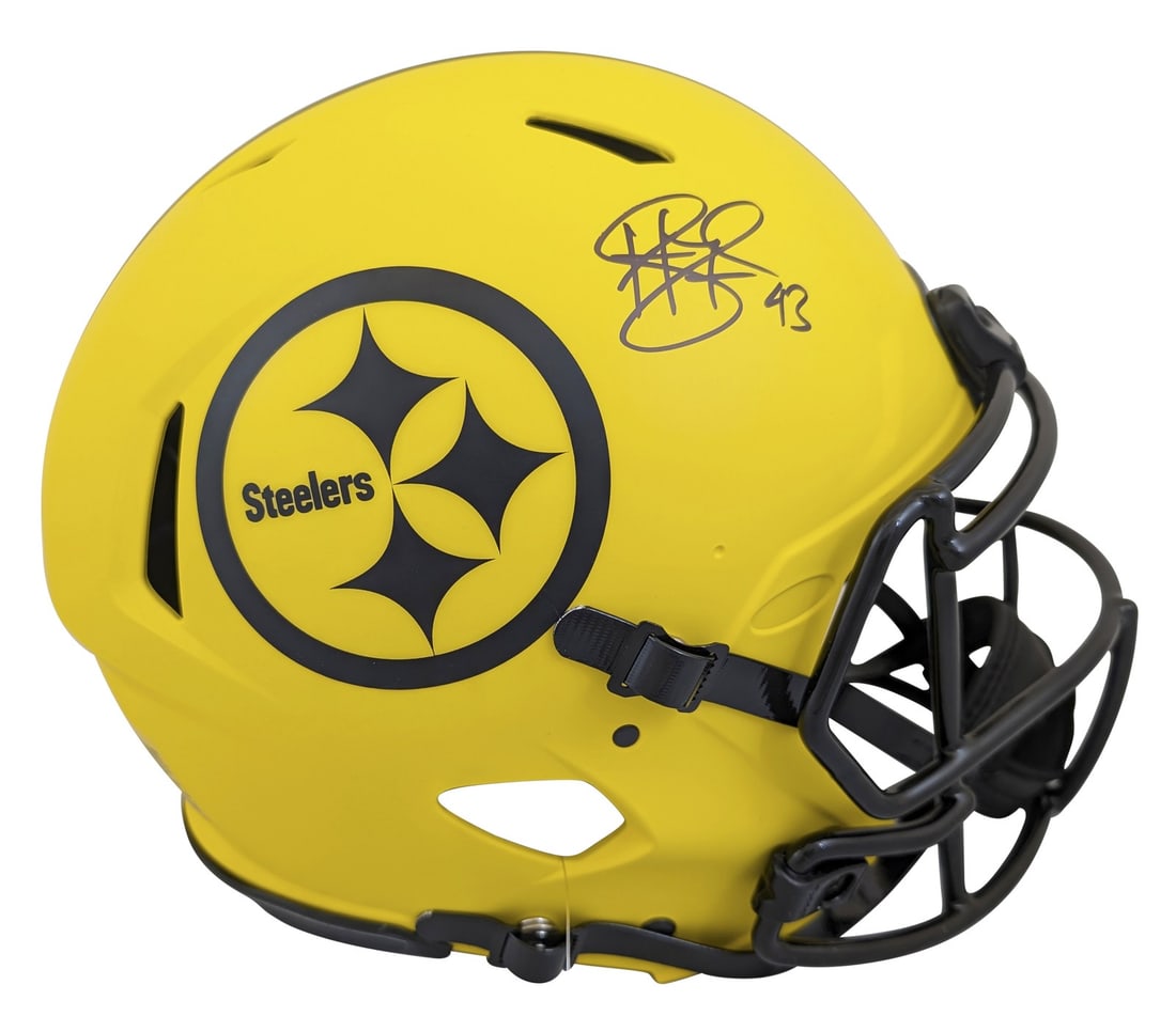 Troy Polamalu Signed Pittsburgh Steelers Full Size Helmet BAS Witnessed (1 of 3)