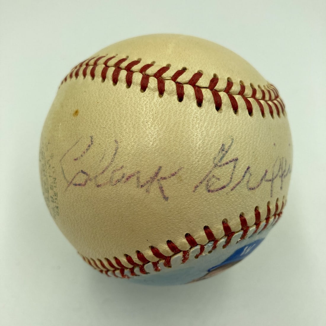 Rare Clark Griffith Signed 1950s Baseball with JSA COA: Rare Clark Griffith Signed 1950s Baseball with JSA COA This rare Clark Griffith single signed baseball from the 1950s features a stunning portrait of Griffith painted by renowned sports artist Jolene