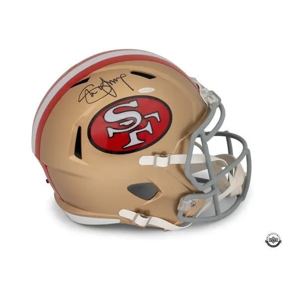 San Francisco 49ers Replica Helmet Signed by Steve Young UDA Authenticated: San Francisco 49ers Replica Helmet Signed by Steve Young UDA Authenticated This is a full-sized San Francisco 49ers replica helmet autographed by Steve Young. The item is authenticated by Upper Deck A