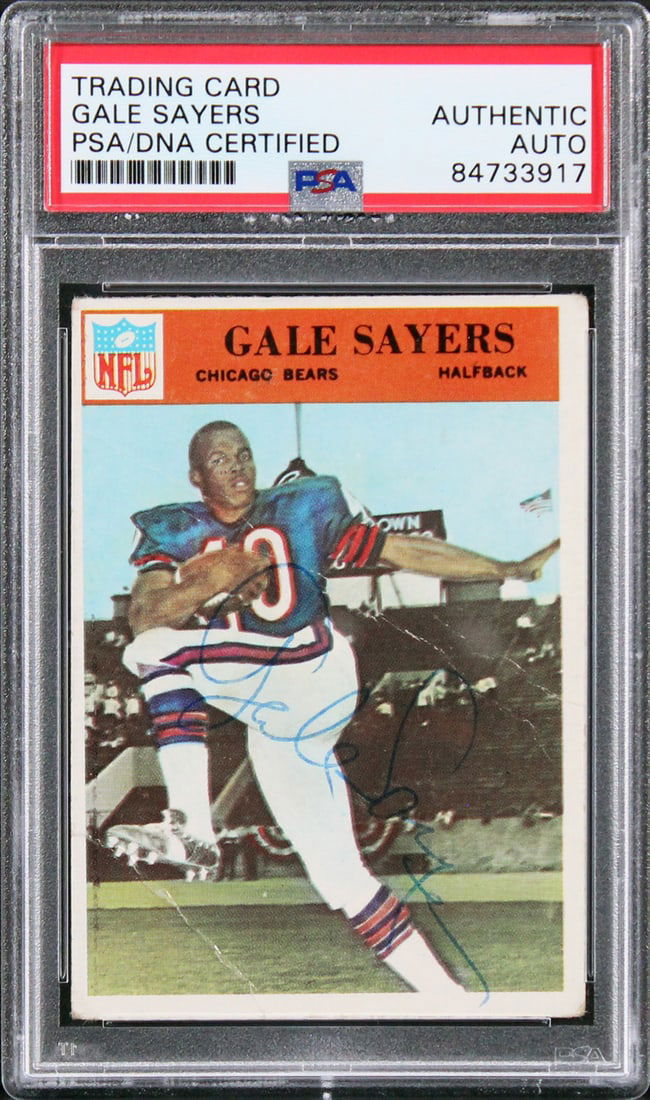 Gale Sayers Signed 1966 Philadelphia Rookie Card PSA Graded Chicago Bears (1 of 2)