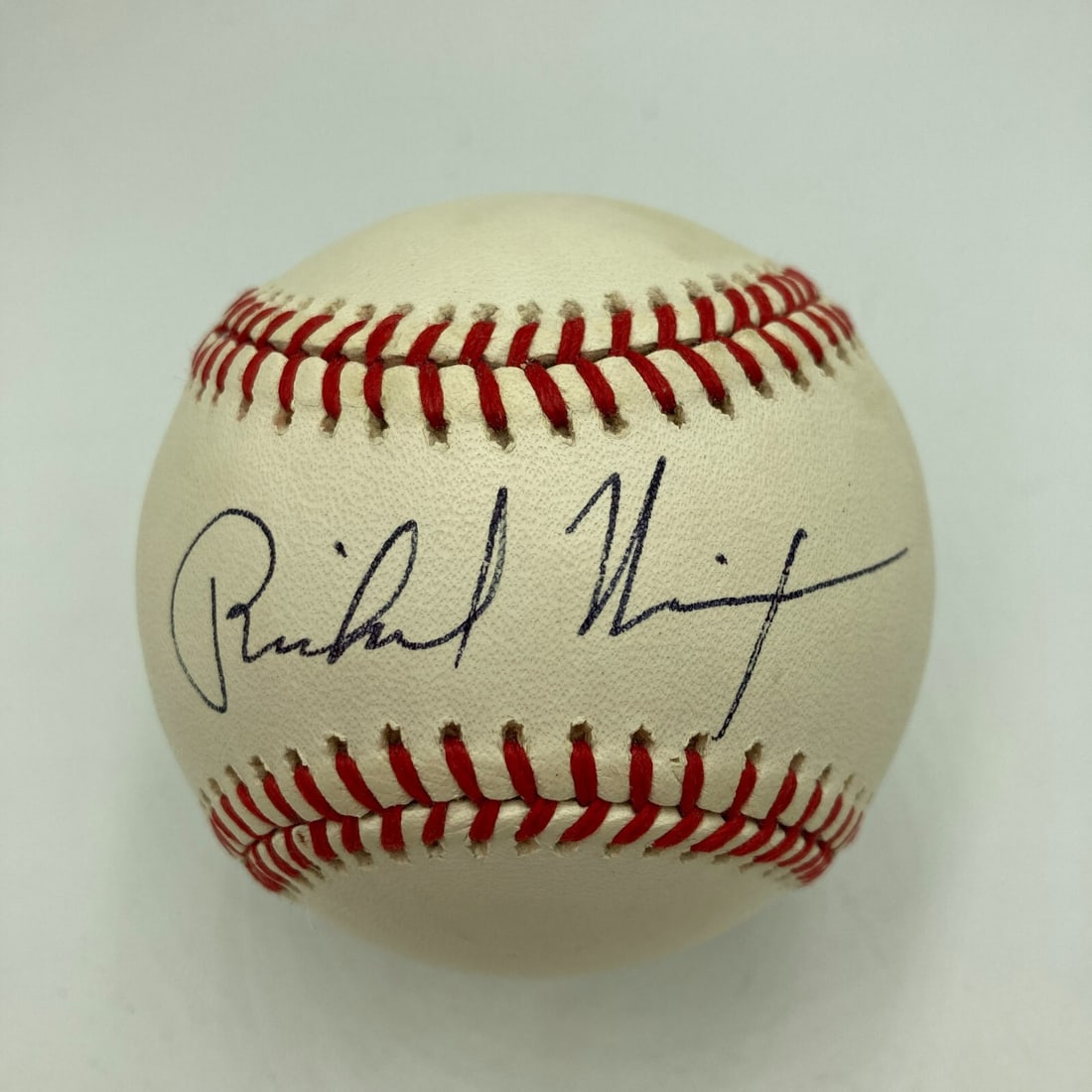 Richard Nixon Signed National League Baseball with Beckett COA: Richard Nixon Signed National League Baseball with Beckett COA This is a President Richard Nixon single signed National League baseball, authenticated by Beckett Authentication Services (BAS). The bas