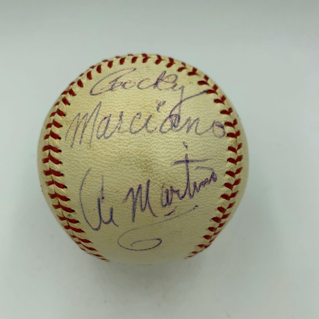 Rocky Marciano Al Martino Signed 1952 NL Baseball with Beckett LOA: Rocky Marciano Al Martino Signed 1952 NL Baseball with Beckett LOA This is an Official National League baseball signed by the legendary heavyweight boxing champion Rocky Marciano and the acclaimed sin