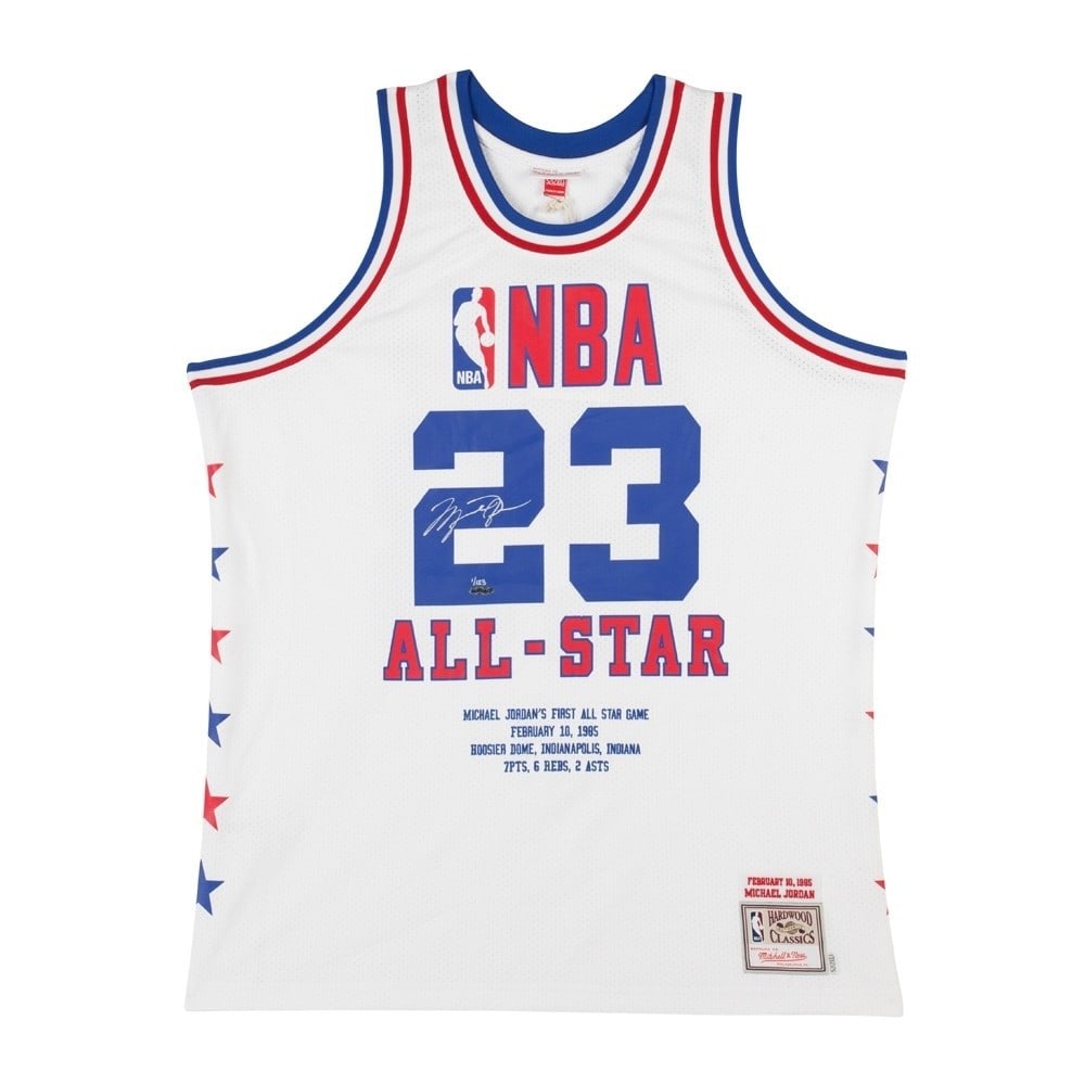 Michael Jordan 1985 Autographed Mitchell & Ness All-Star Jersey Limited Edition: Michael Jordan 1985 Autographed Mitchell & Ness All-Star Jersey Limited Edition Celebrate the legacy of basketball legend Michael Jordan with this original, autographed 1985 Mitchell & Ness All-Star j