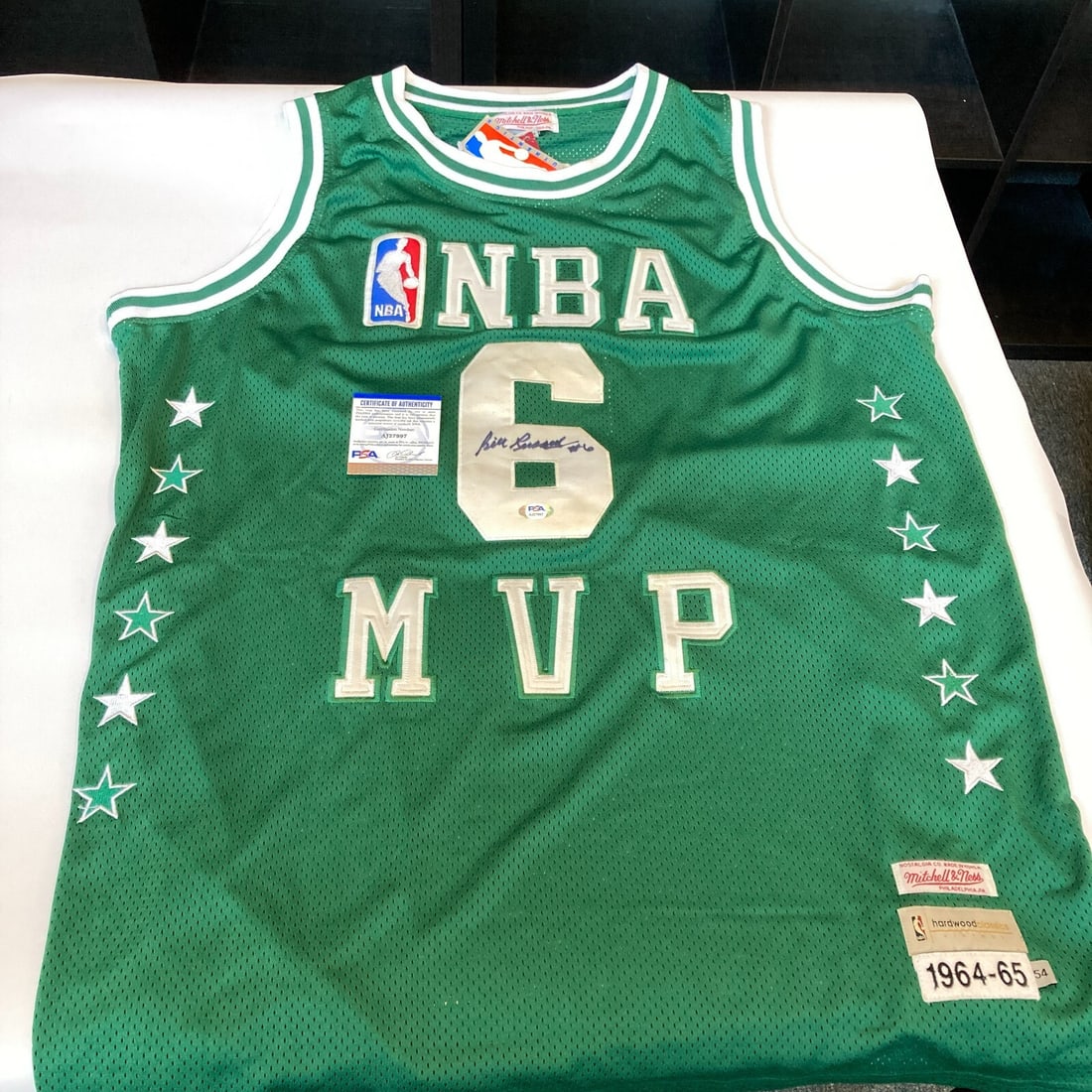 Bill Russell 1964-65 MVP Signed Celtics Jersey PSA Authenticated: Bill Russell 1964-65 MVP Signed Celtics Jersey PSA Authenticated This authentic Mitchell & Ness jersey commemorates Bill Russell's 1964-65 MVP season with the Boston Celtics. The jersey is pre-owned a
