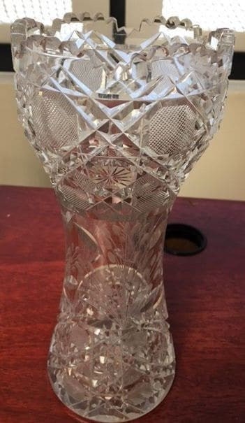 Vintage ABP Pressed Cut Glass Vase 10 Inch Tall (1 of 3)