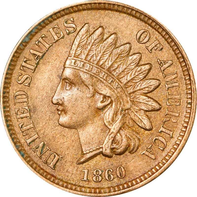1860 Indian Cent Pointed Bust Copper Coin Circulated (1 of 2)
