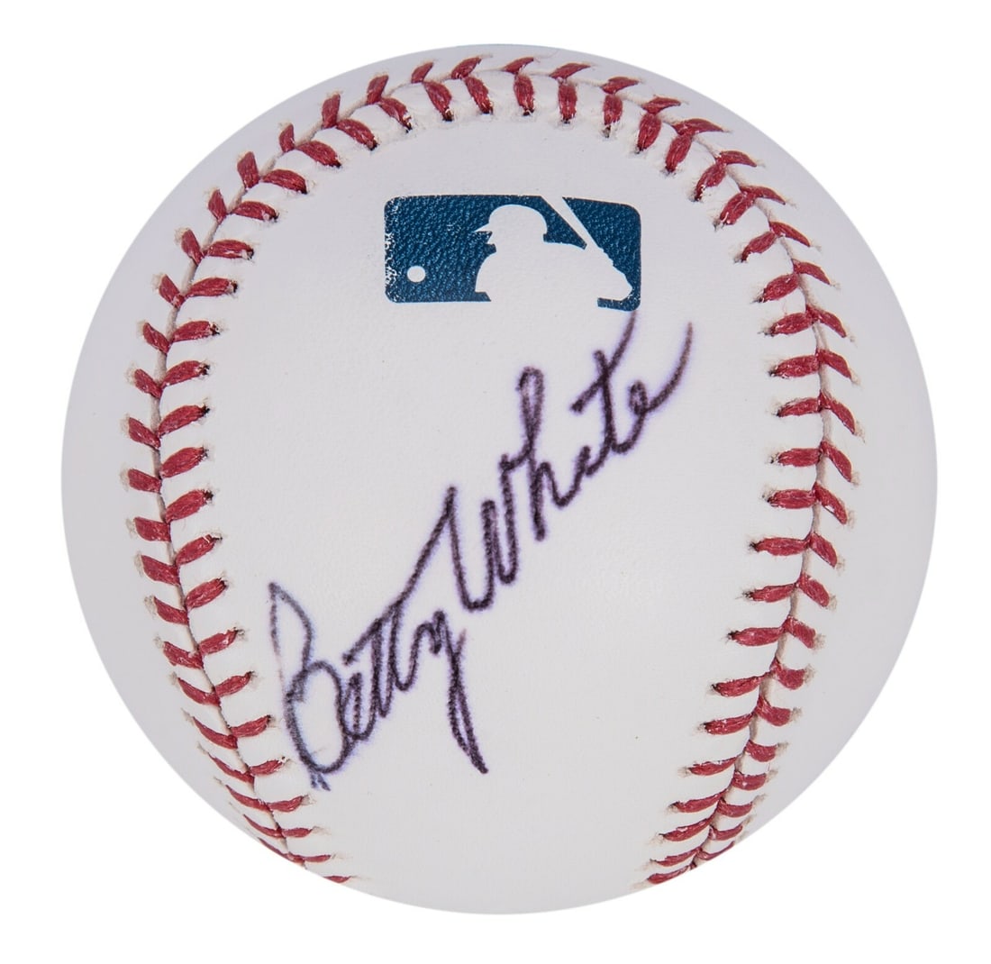 Betty White Signed MLB Baseball with JSA Authentication Sticker: Betty White Signed MLB Baseball with JSA Authentication Sticker This is an Official Major League Baseball signed by the iconic television star and comedienne Betty White, featuring her autograph in bl