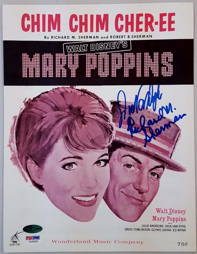 Dick Van Dyke Richard M. Sherman Signed Mary Poppins Music Sheet PSA Authenticated (1 of 1)