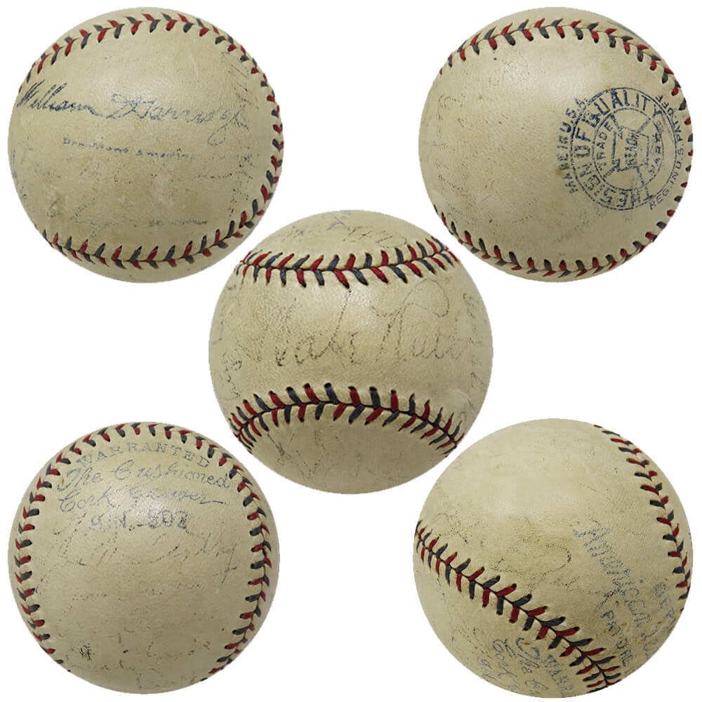 1933 Yankees Team Signed Baseball with Babe Ruth Lou Gehrig 23 Signatures JSA Auth: 1933 Yankees Team Signed Baseball with Babe Ruth Lou Gehrig 23 Signatures JSA Auth Celebrate the legacy of the 1933 World Series Champion New York Yankees with this remarkable team-signed baseball fea