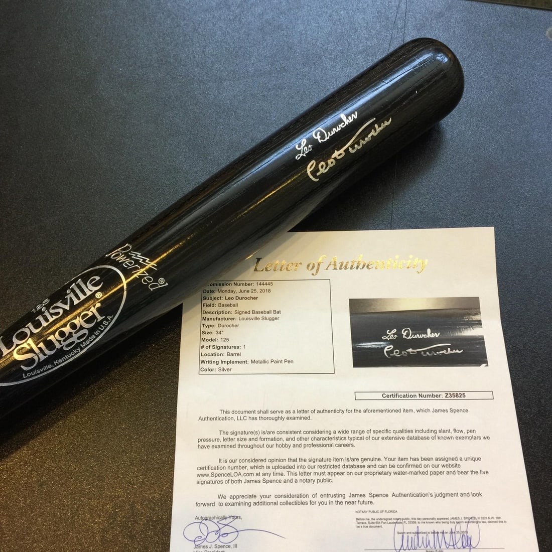 Rare Leo Durocher Signed Louisville Slugger Bat with JSA Authentication: Rare Leo Durocher Signed Louisville Slugger Bat with JSA Authentication This is a rare Louisville Slugger game model bat signed by Leo Durocher, an iconic figure in baseball history. The autograph com