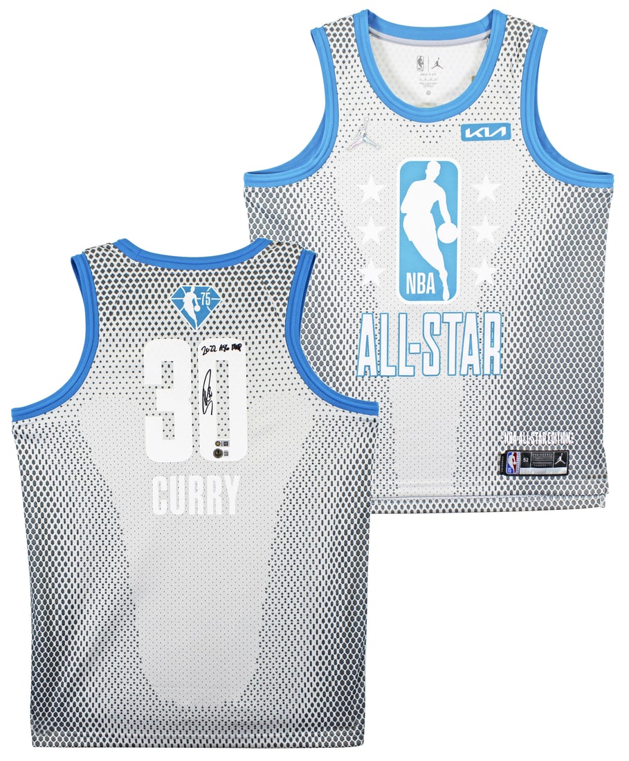Stephen Curry Signed 75th ASG Nike Jersey with BAS Authentication: Stephen Curry Signed 75th ASG Nike Jersey with BAS Authentication Celebrate Stephen Curry's remarkable achievement with this autographed White 75th Anniversary All-Star Game Nike Jersey. This original