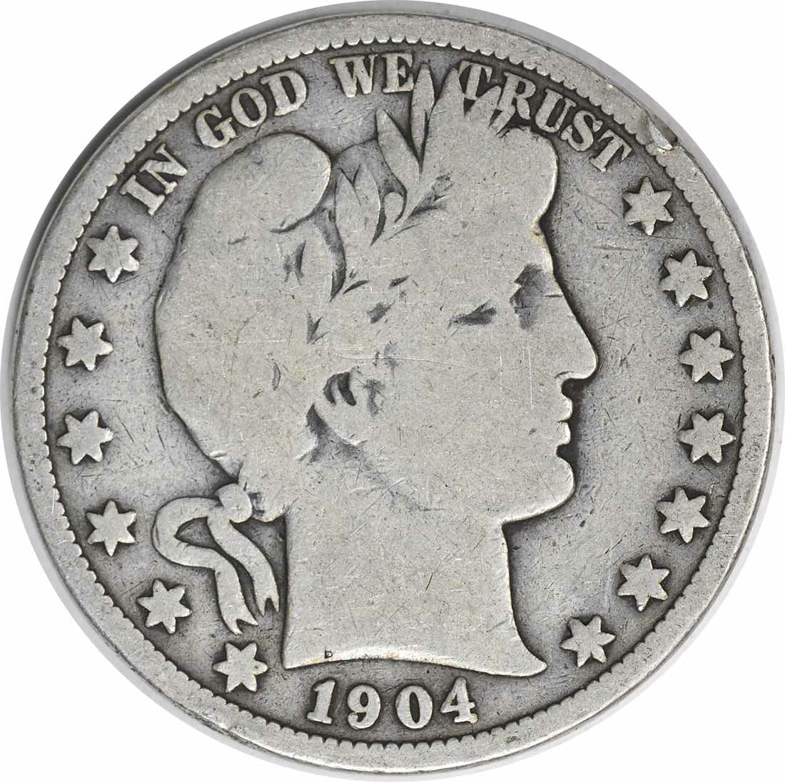 1904-S Barber Half Dollar 50C Silver Uncertified Coin (1 of 2)