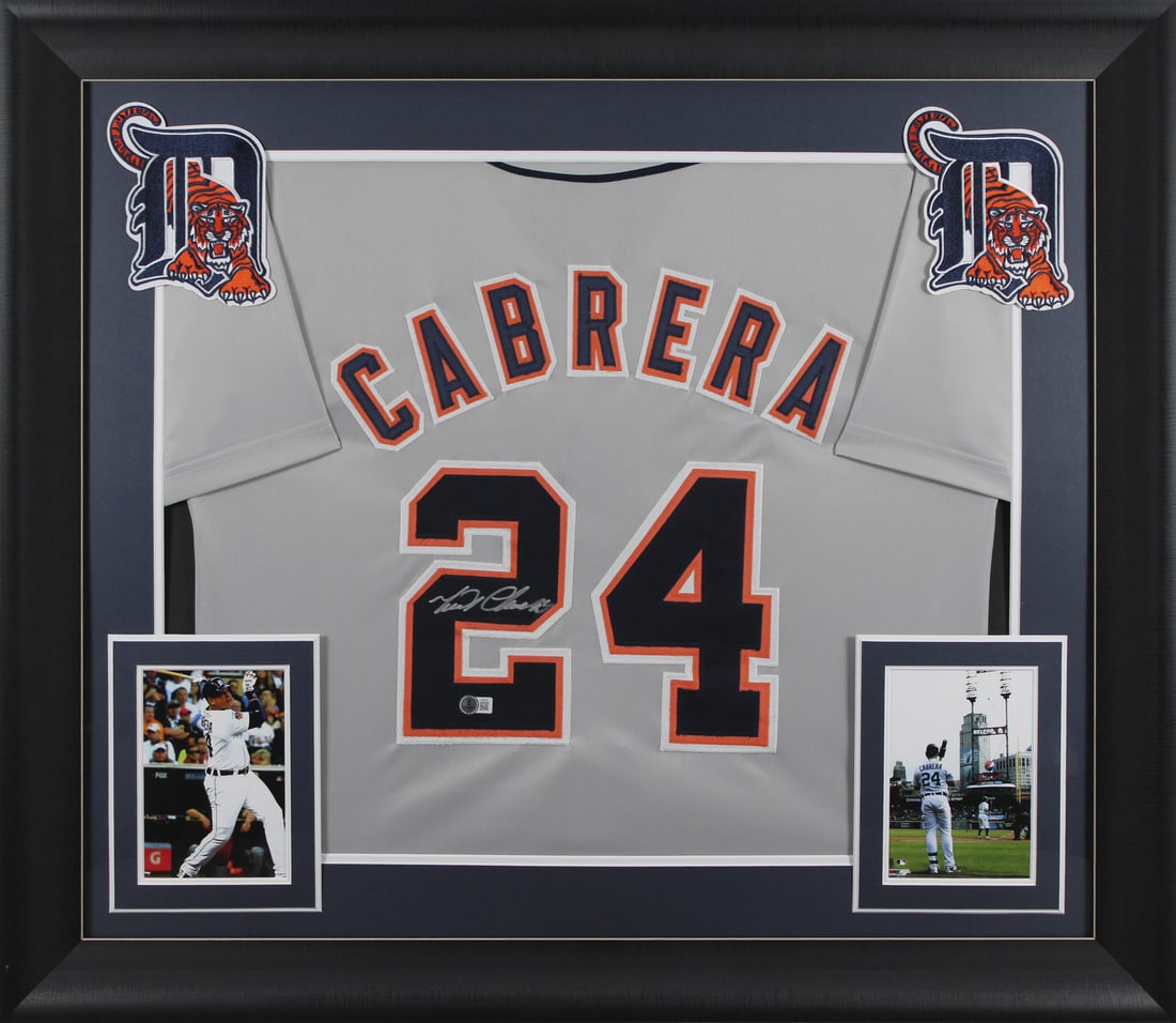 Miguel Cabrera Signed Grey Framed Jersey BAS Authentic (1 of 2)