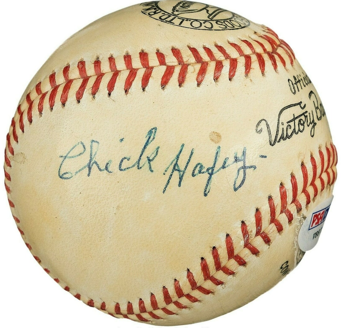 Chick Hafey Signed Baseball PSA DNA COA Authentic Hall of Fame: Chick Hafey Signed Baseball PSA DNA COA Authentic Hall of Fame This early 1970's Chick Hafey single signed baseball is a prized collectible for any Hall of Fame enthusiast. The baseball features Hafey
