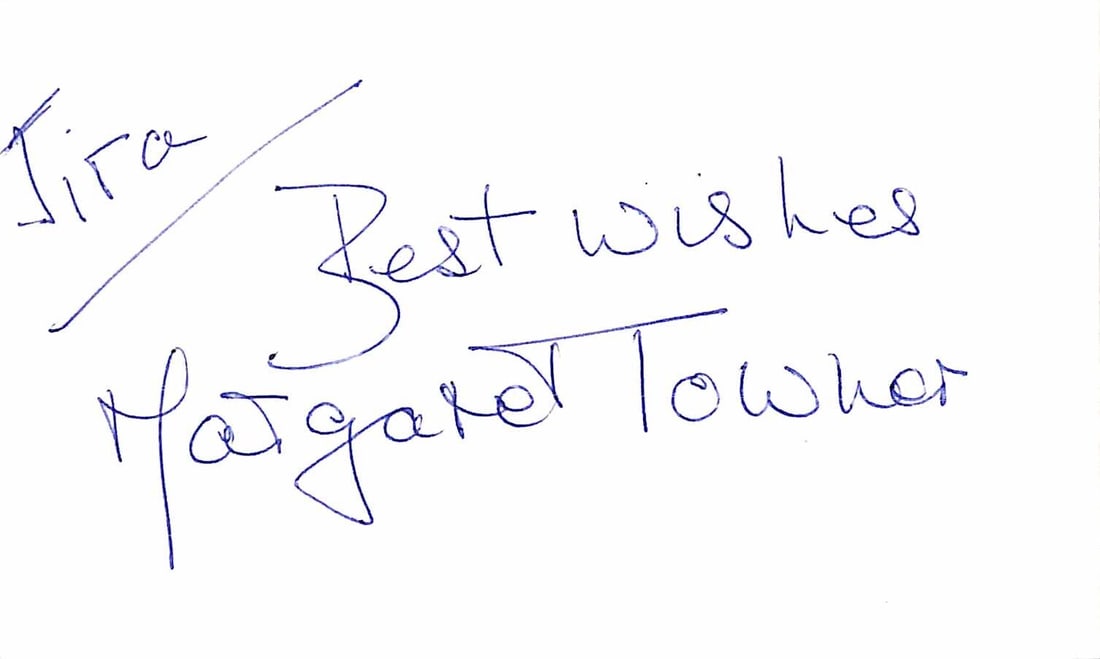 Margaret Towner Signed Jira Index Card Star Wars BECKETT Authenticated: Margaret Towner Signed Jira Index Card Star Wars BECKETT Authenticated This is an original autographed 3x5 index card signed by actress Margaret Towner, best known for her role as Jira in Star Wars: T