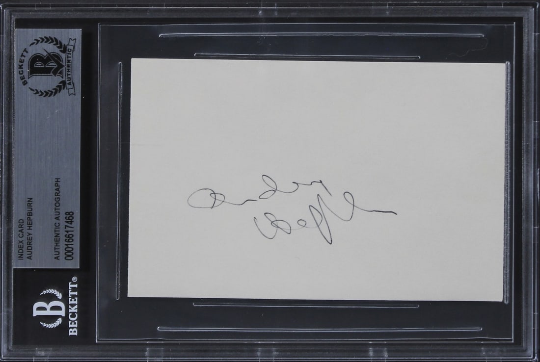 Audrey Hepburn Signed Breakfast At Tiffany's Index Card BAS Authenticated (1 of 5)